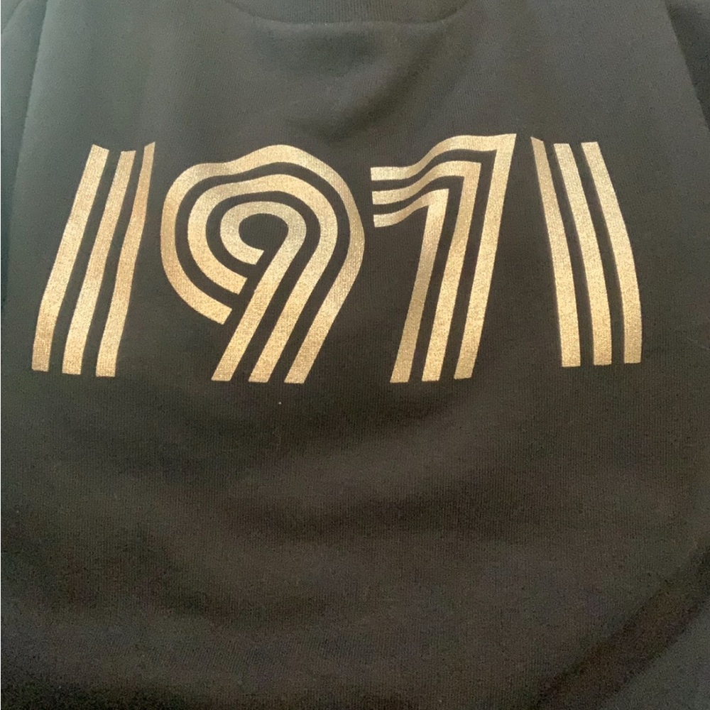 Black Sweatshirt with Gold Graphic